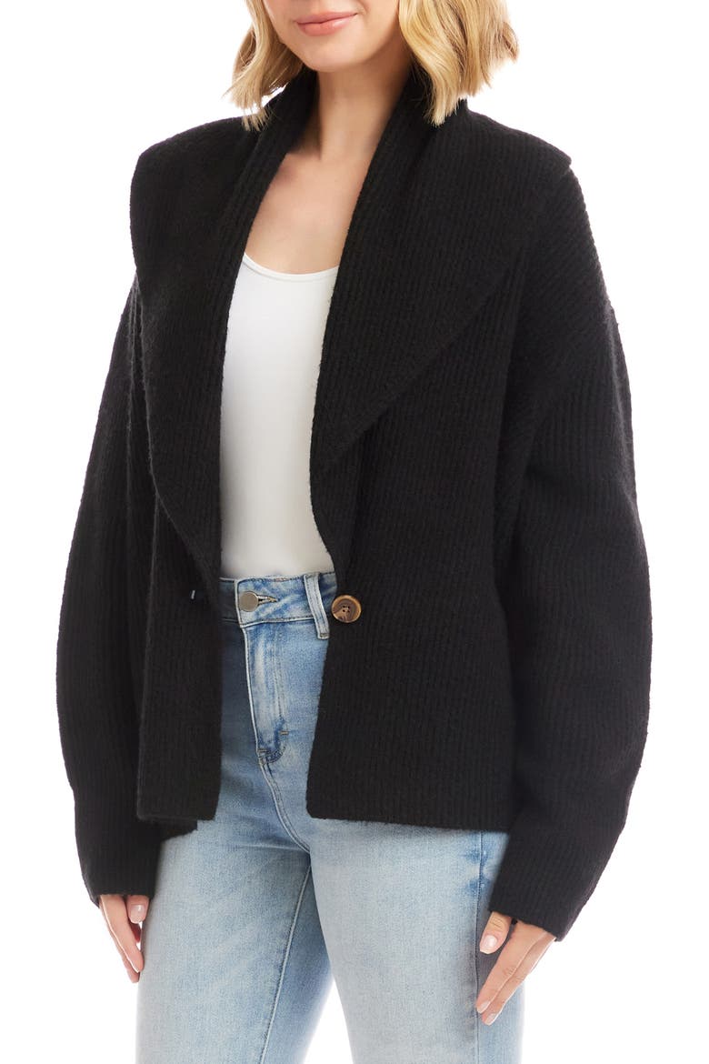 Shawl Collar Cardigan, Alternate, color, BLACK