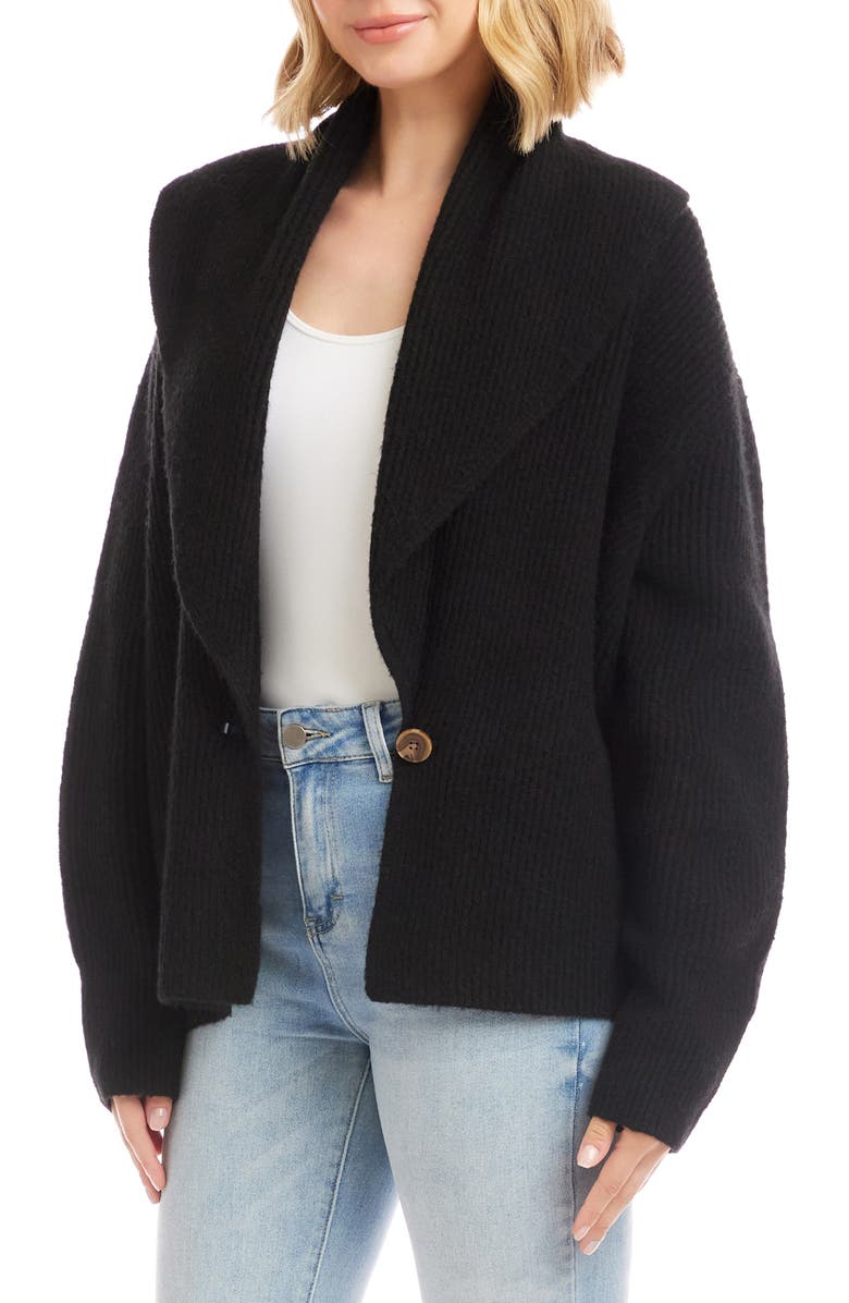 Karen Kane Shawl Collar Cardigan, Alternate, color, Black