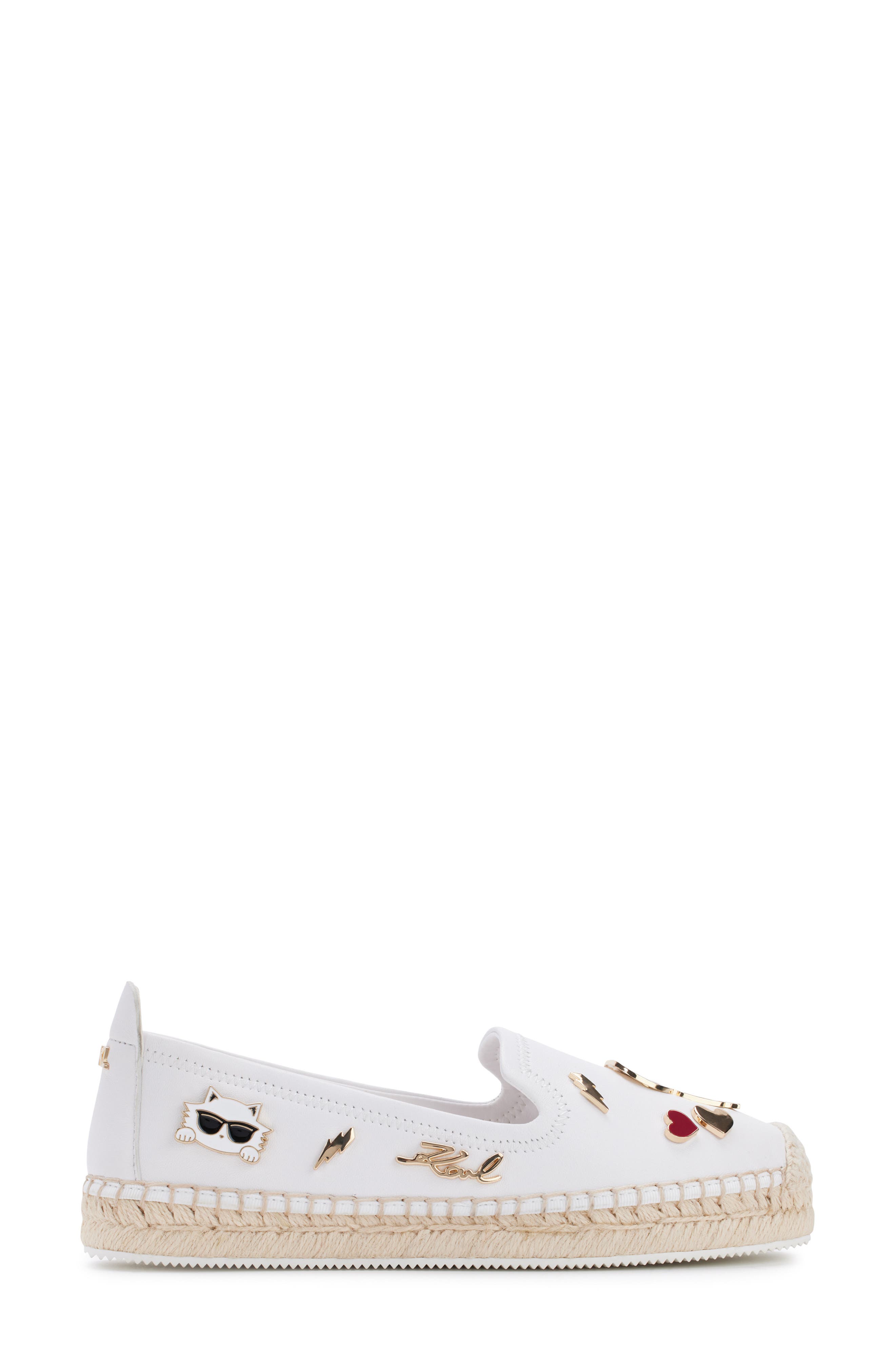 KARL LAGERFELD PARIS Michaela Espadrille Flat, Alternate, color, Brt White