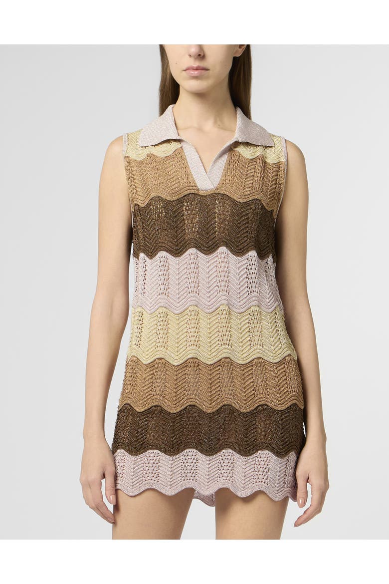 Polo Neck Mini Dress Color Wave Women, Main, color, rose/pink
