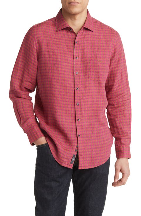 White Pine Avenue Check Linen Button-Up Shirt