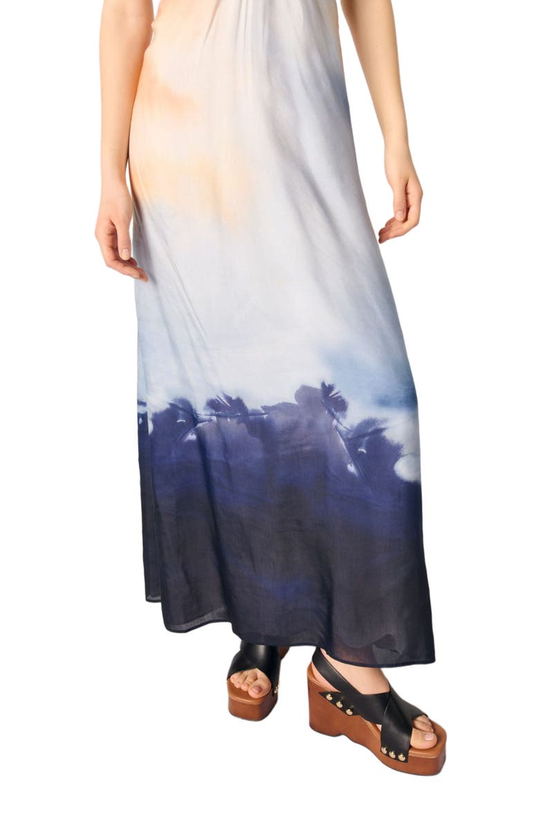 maje Tie-dye maxi dress, Alternate, color, Blue Tie And Dye Print