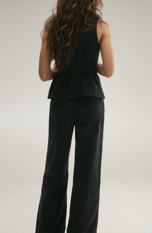 Shop Mango High Waist Wide Leg Jeans In Open Grey