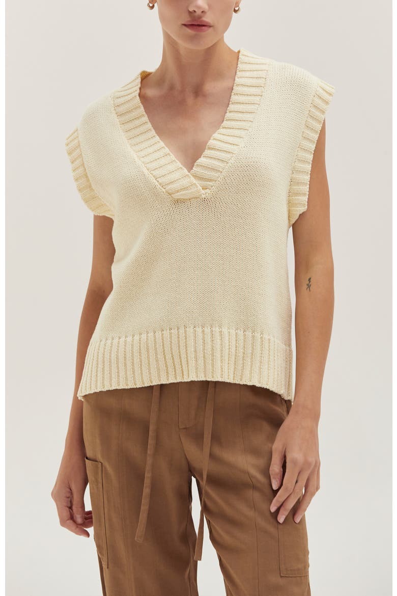 V-Neck Sweater Vest, Main, color, Cream