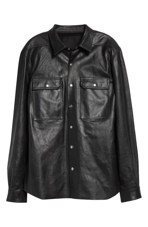 Rick Owens Black Porterville Outershirt Leather Jacket In Black
