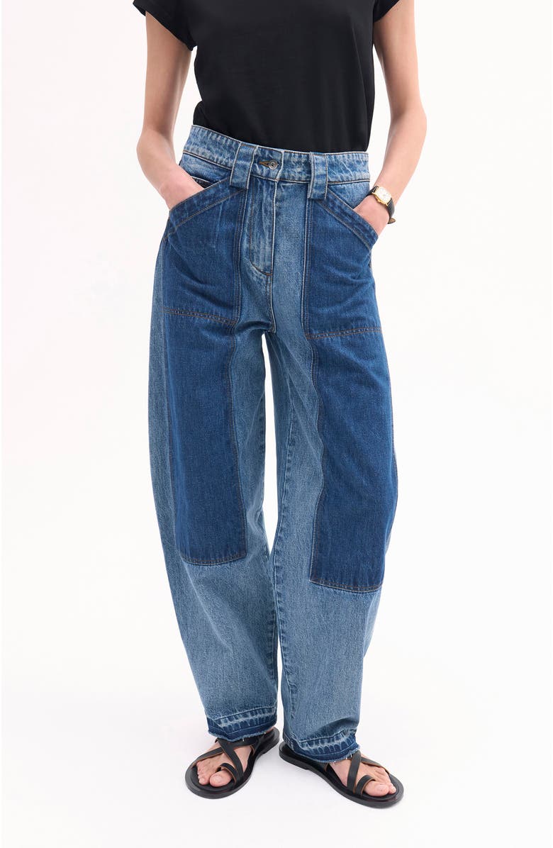 CO Patchwork Pant in Denim, Alternate, color, Indigo