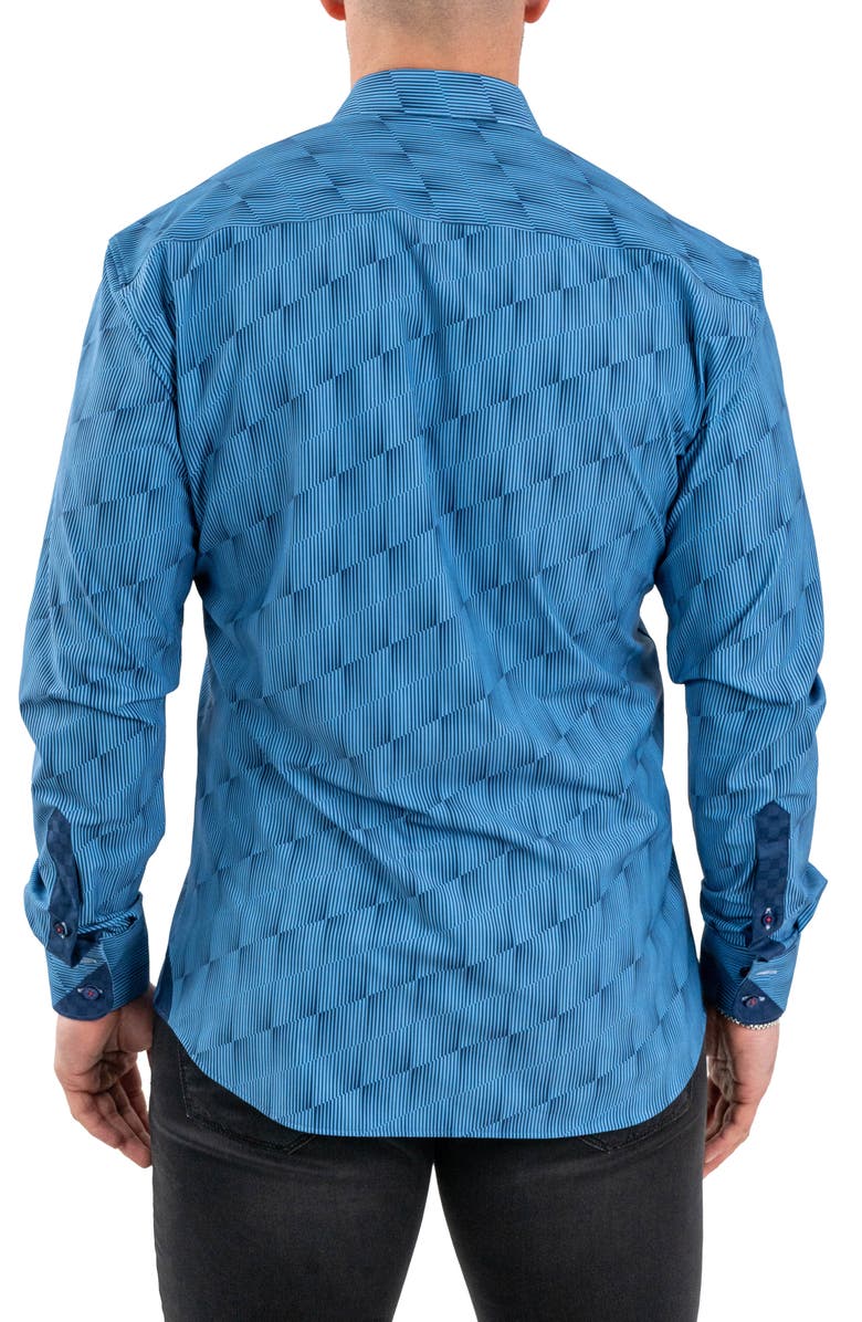 Maceoo Einstein Stretch Optical Button-Up Shirt, Alternate, color, Blue