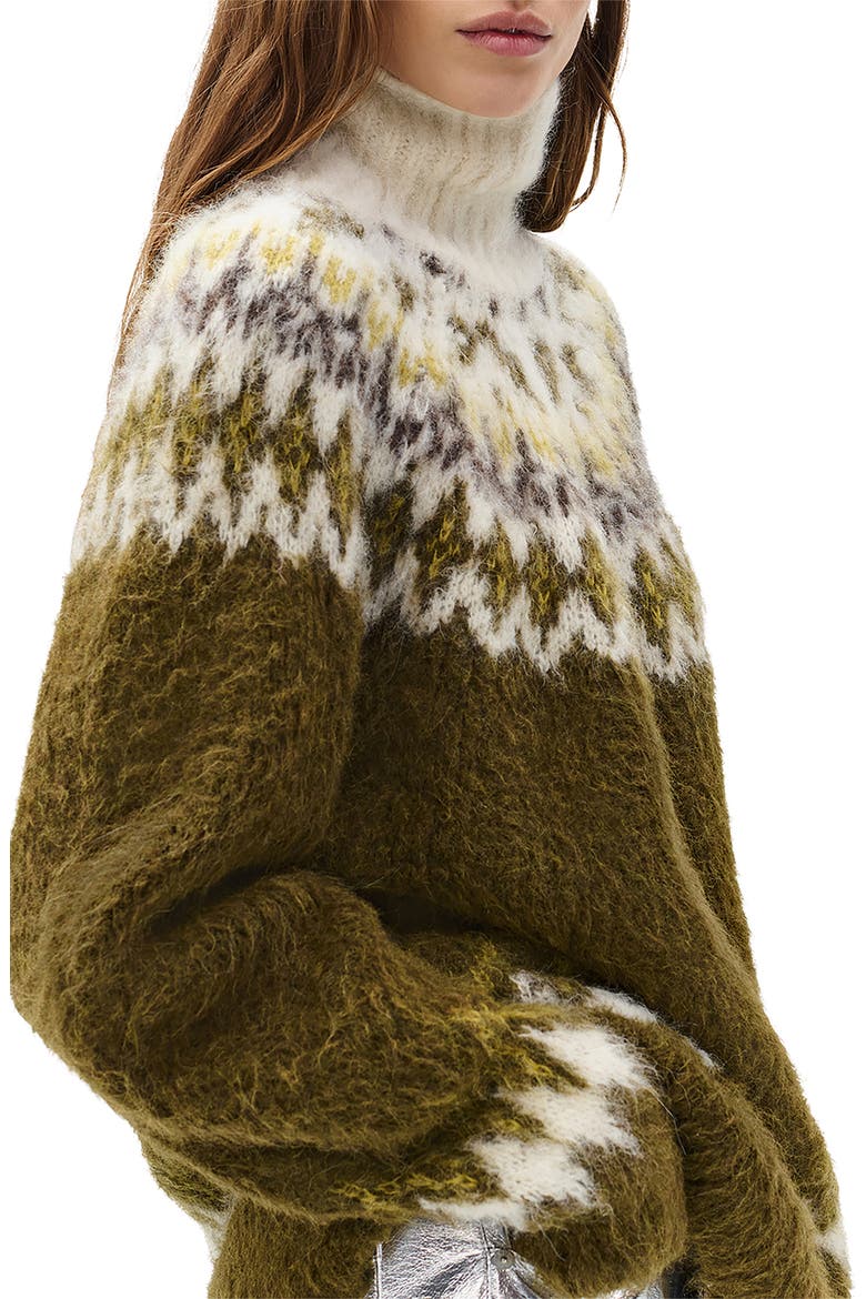 Beth Oversize Fair Isle Alpaca Blend Turtleneck Sweater, Alternate, color, ARMY MULTI
