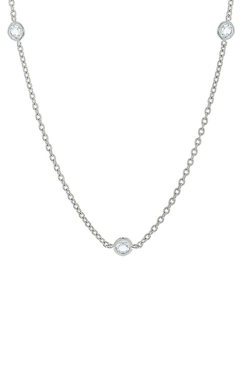 Judith Ripka Sterling Silver Bezel Set CZ 5-Station Necklace, Main, color, 
