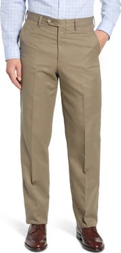 Berle Classic Fit Flat Front Microfiber Performance Trousers
