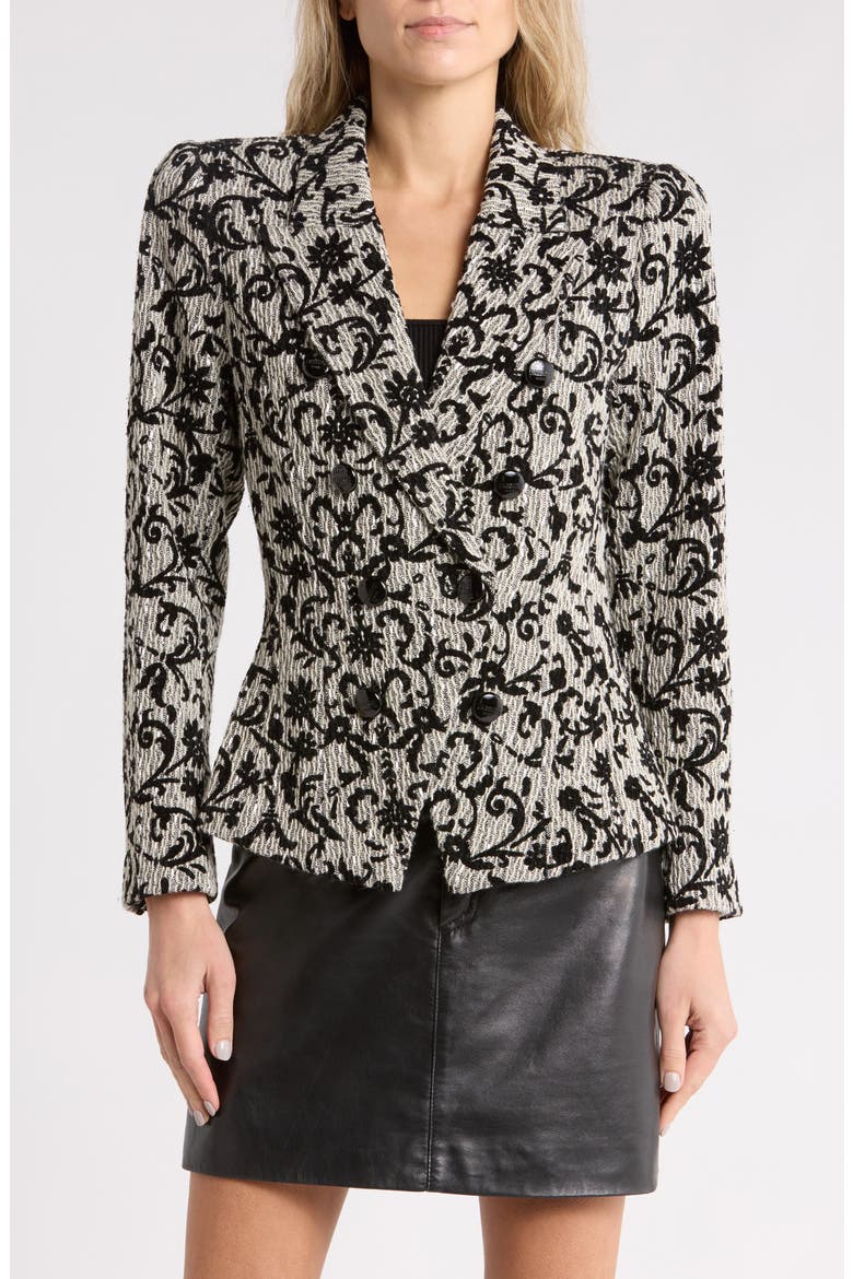 Bethany Structured Wool Blend Blazer, Main, color, BLACK/ GREY FLOCKED TWEED