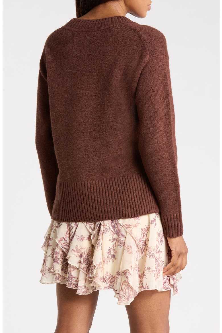 V-Neck Long Sleeve Sweater, Alternate, color, BROWN CHICORY