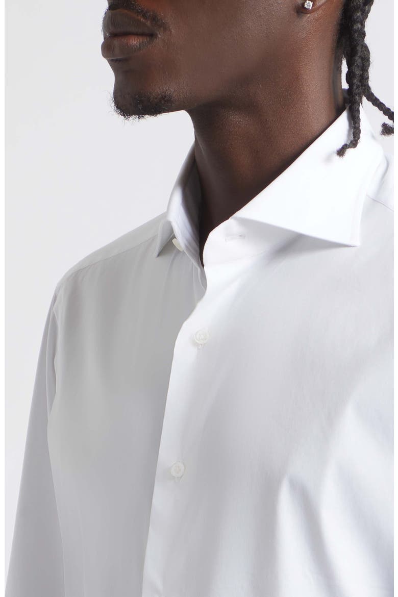 Stretch Cotton Button-Up Shirt, Alternate, color, WHITE