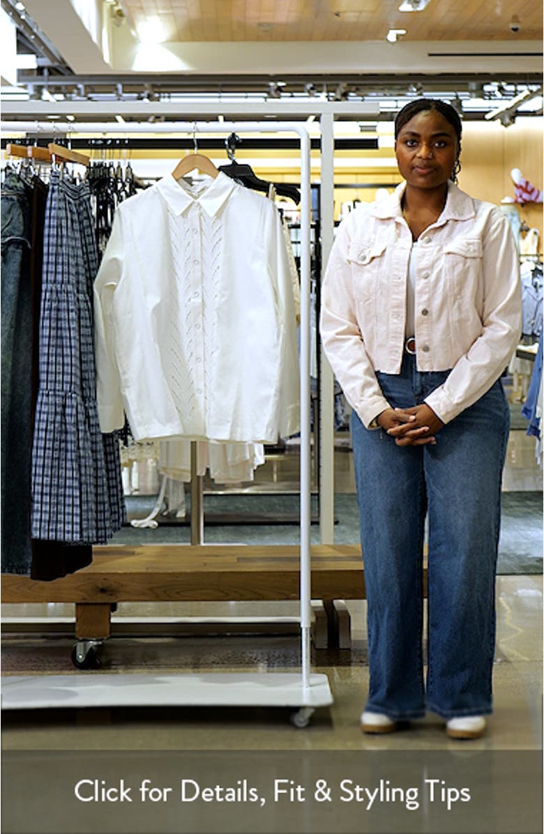 Eyelet Embroidered Oversize Linen & Cotton Button-Up Shirt, sales video thumbnail