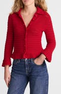 Madewell Pointelle Knit Peplum Cotton Cardigan