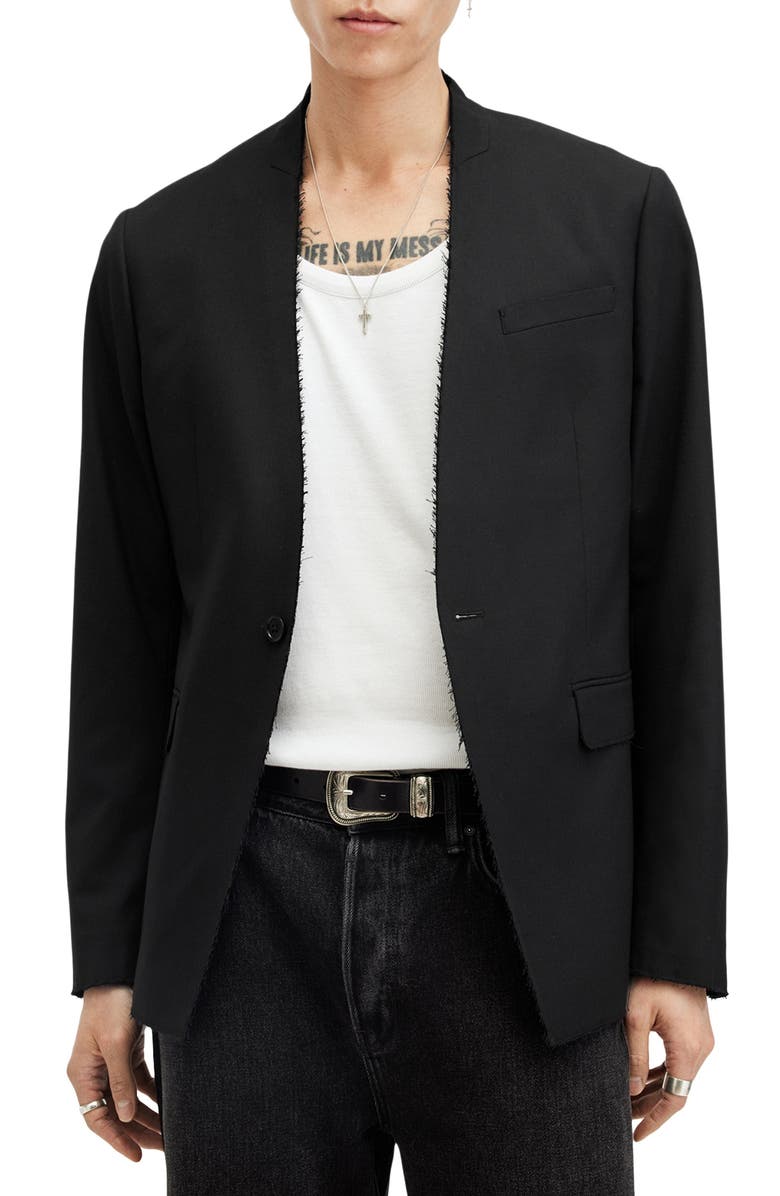 AllSaints Wren Slim Fit Collarless Blazer, Main, color,