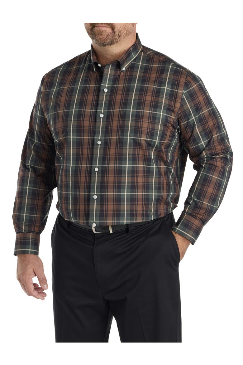 Big & Tall Large Plaid Performance Sport Shirt, Alternate, color, GREEN MULTI