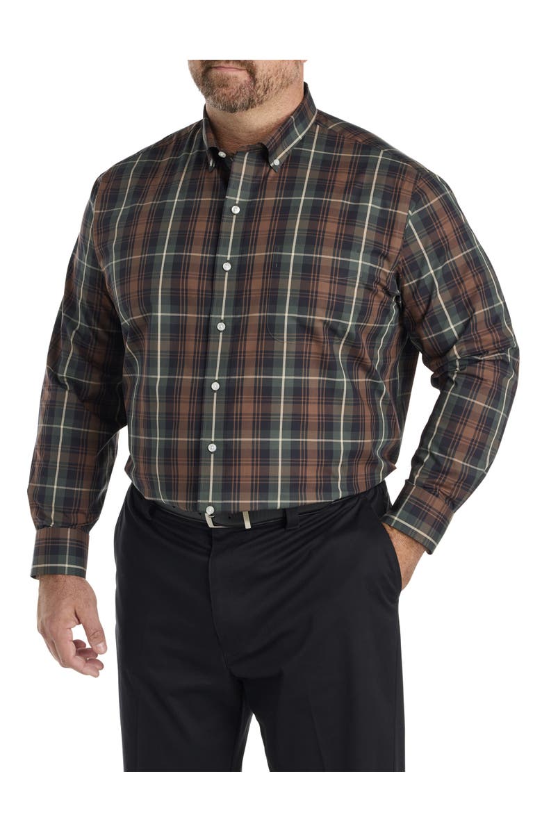 Oak Hill by DXL Big & Tall Large Plaid Performance Sport Shirt, Alternate, color, 