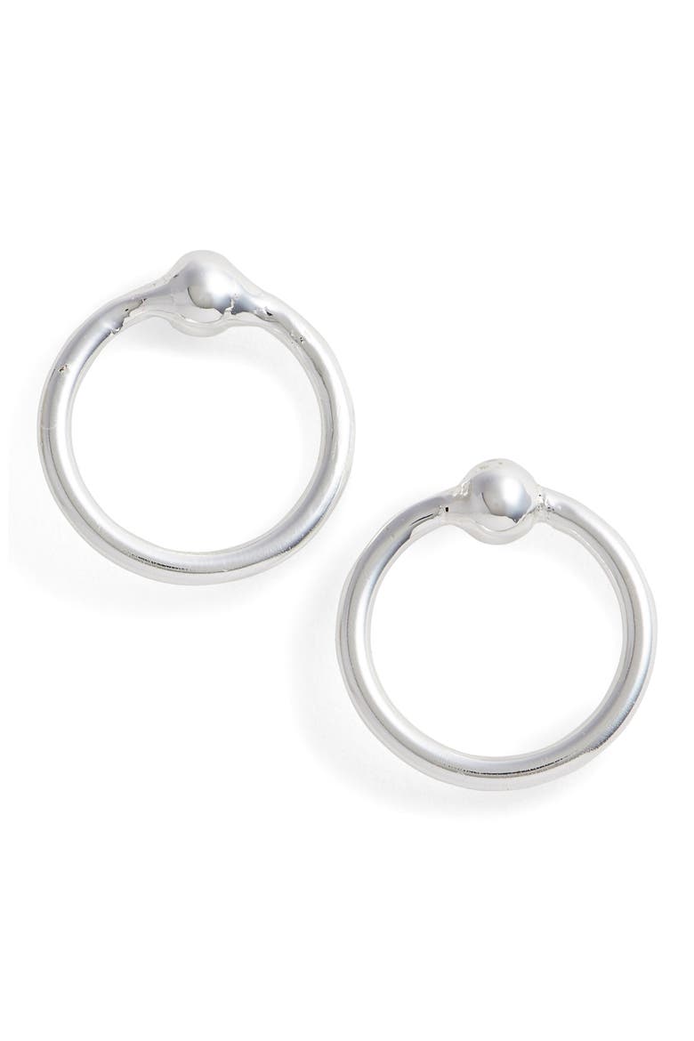 Argento Vivo Stationed Open Ring Stud Earrings, Main, color, SILVER