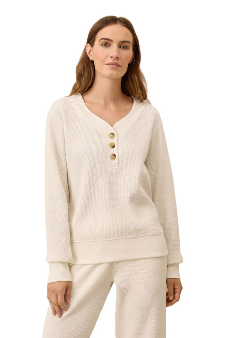 Thermal Waffle Henley Pullover, Main, color, Pearl
