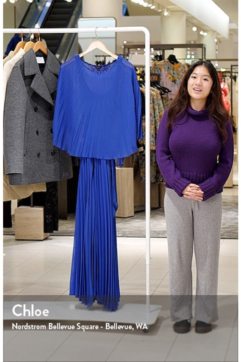 Sunburst Pleated Chiffon Blouson Midi Dress video