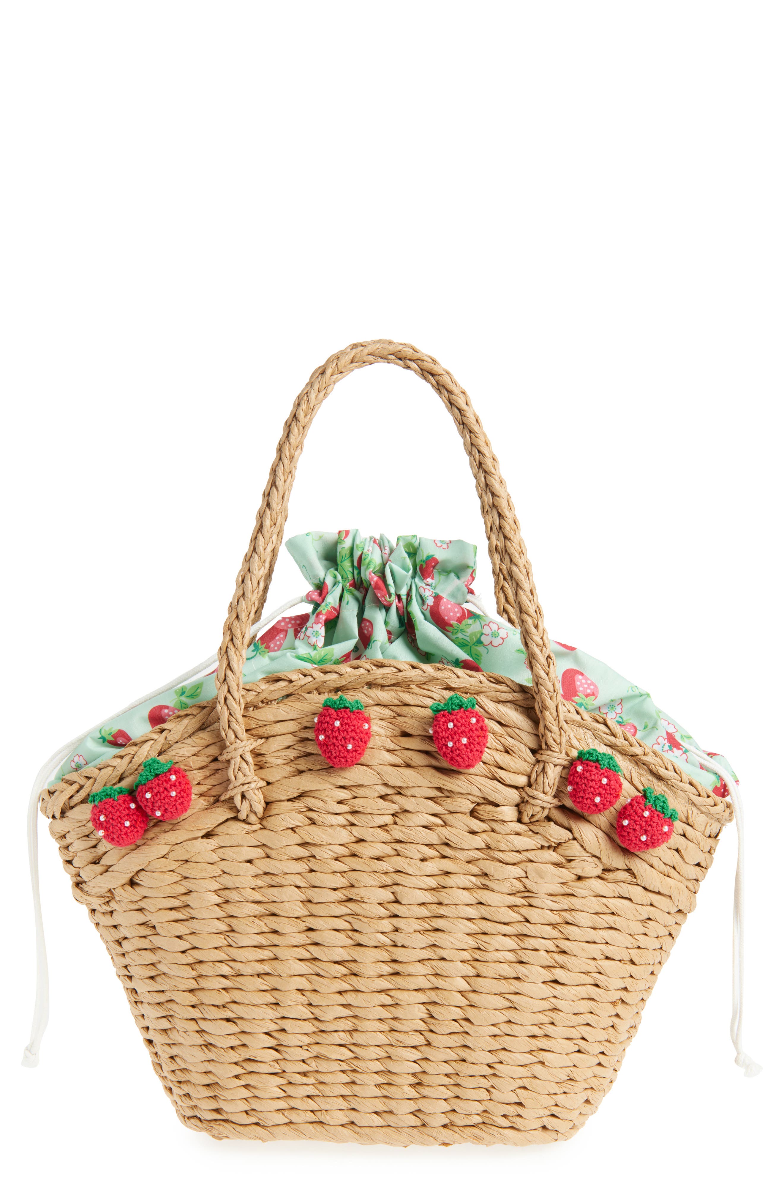 Ruby & Ry Kids' Strawberry Straw Handbag, Main, color, Natural Multi