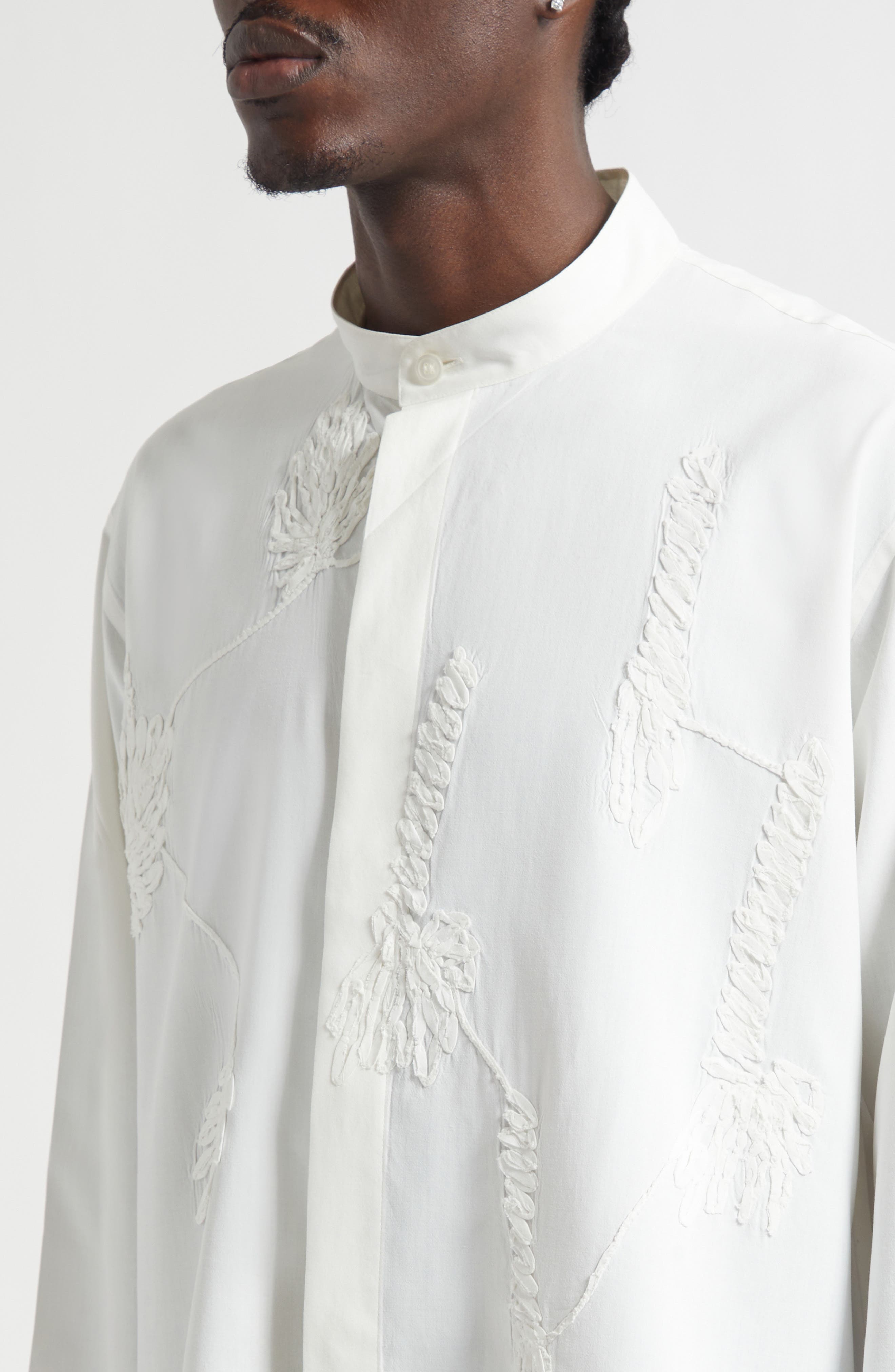 Homme Plissé Issey Miyake Pressed Embroidery Button-Up Shirt (Men