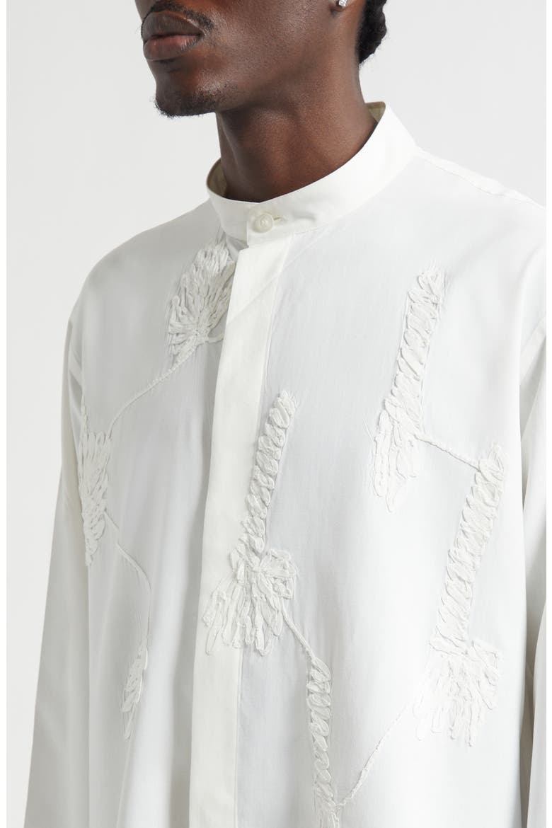 Pressed Embroidery Button-Up Shirt, Alternate, color, WHITE