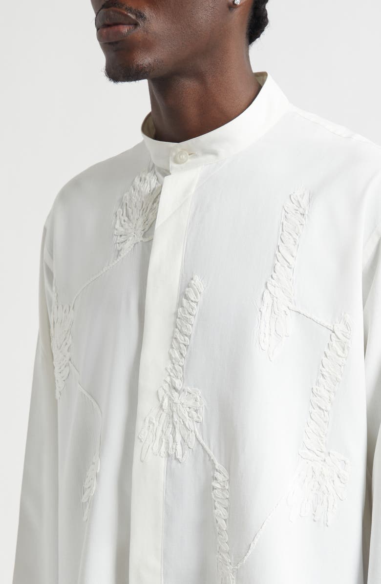Homme Plissé Issey Miyake Pressed Embroidery Button-Up Shirt, Alternate, color, White