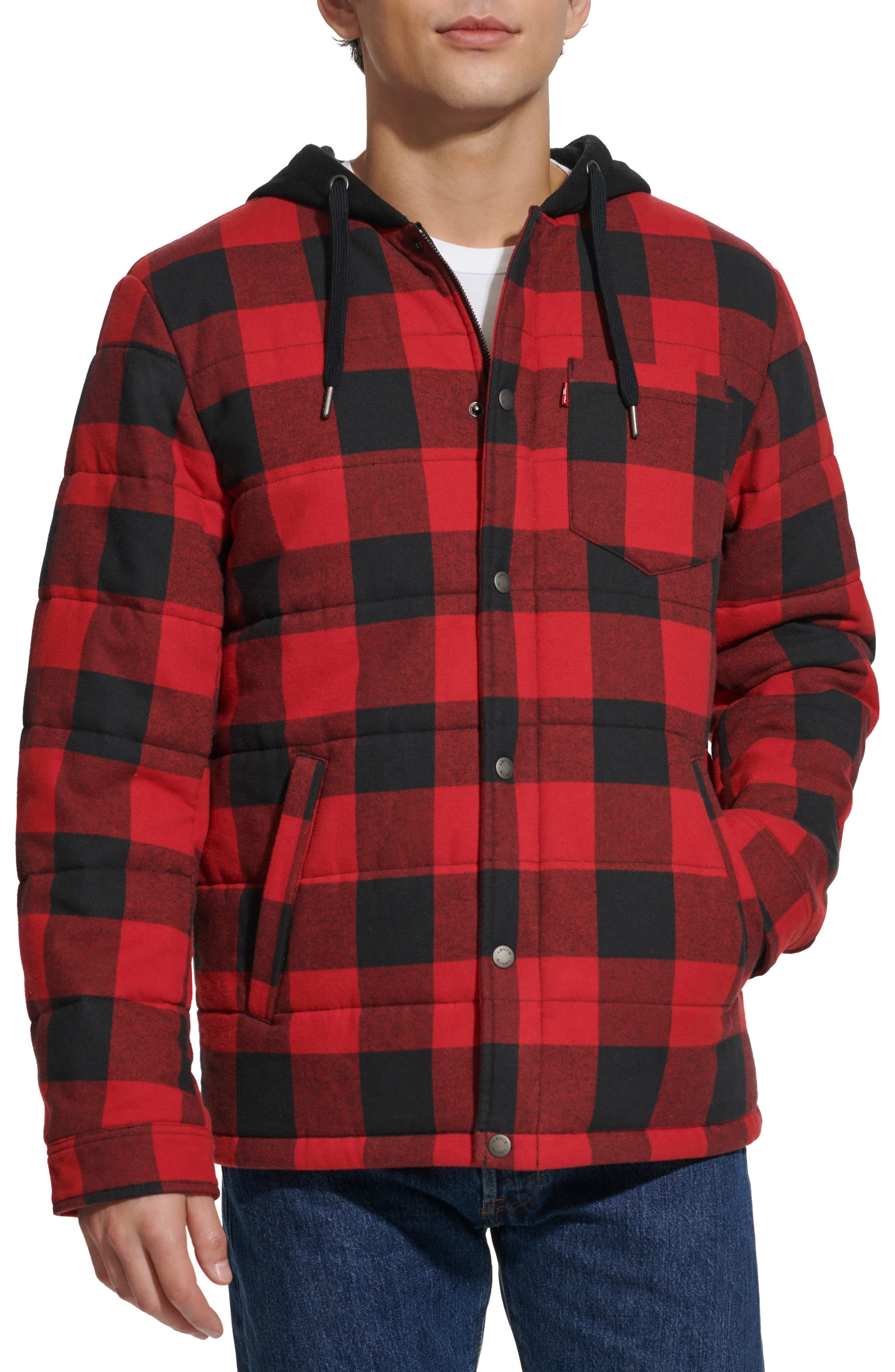 Levi's® Quilted Plaid Hooded Shacket