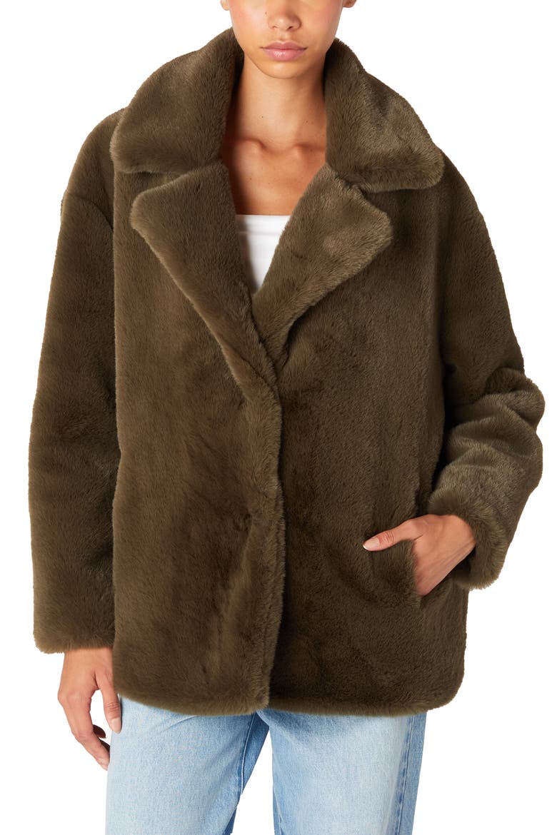 Faux Fur Coat, Main, color, DOUBLE MATCHA