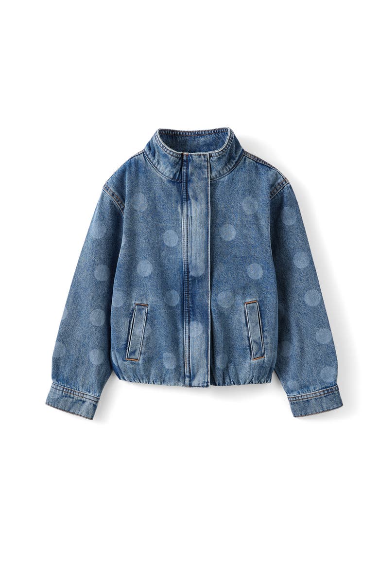 Kid's Funnel Neck Denim Jacket, Main, color, Blue Haven Mid Blue Spots