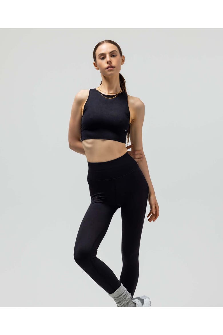 The Jersey Keyhole Sports Bra W/Fused Waist Band, Alternate, color, BLACK