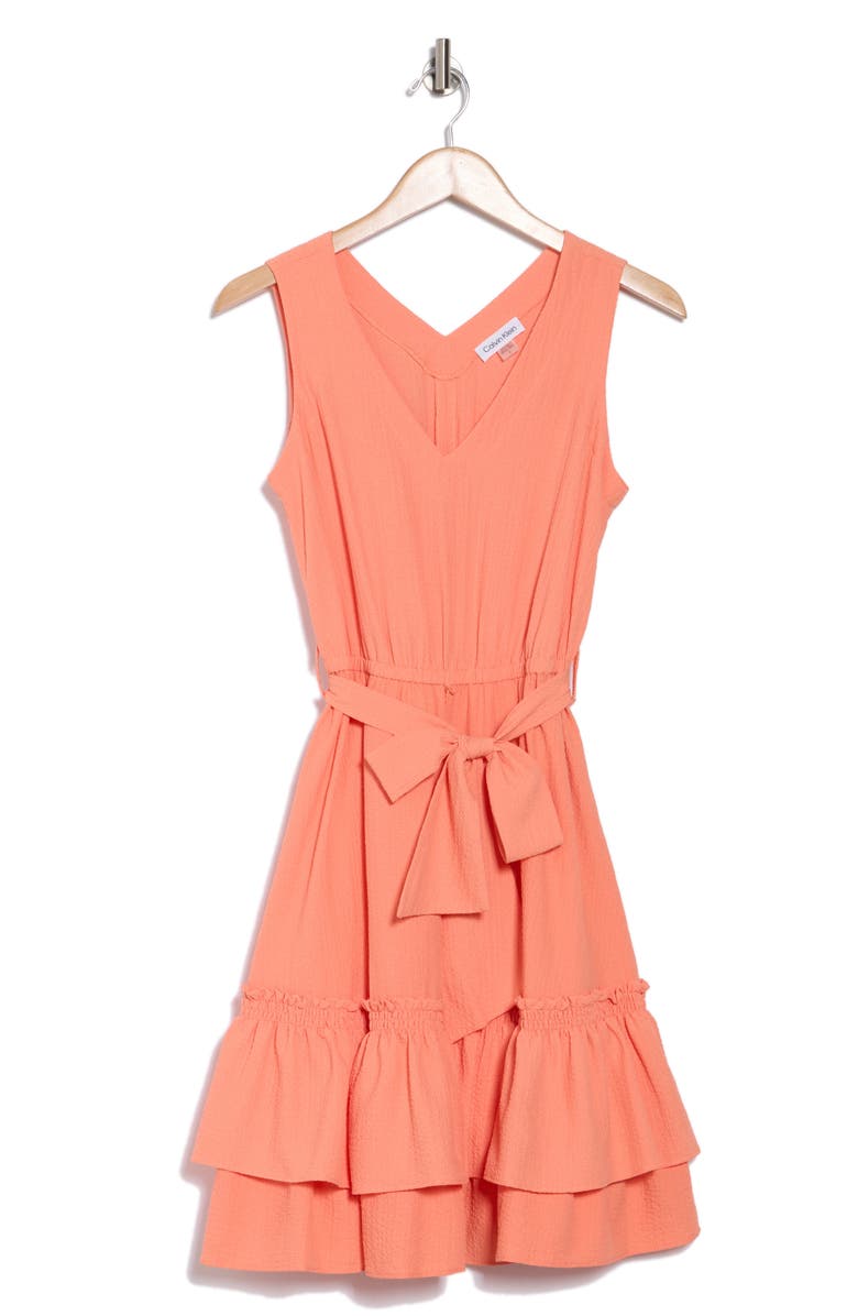 Calvin Klein Sleeveless Ruffle A-Line Dress, Alternate, color, 
