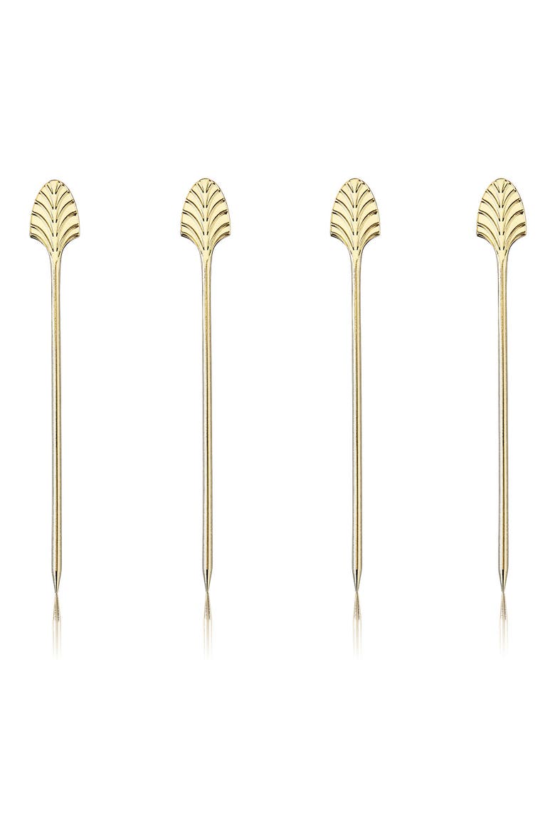 Art Deco Cocktail Picks Set of 4, Main, color, GOLD