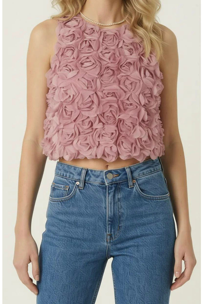 Floral Appliqué Sleeveless Top, Main, color, Dusty Rose