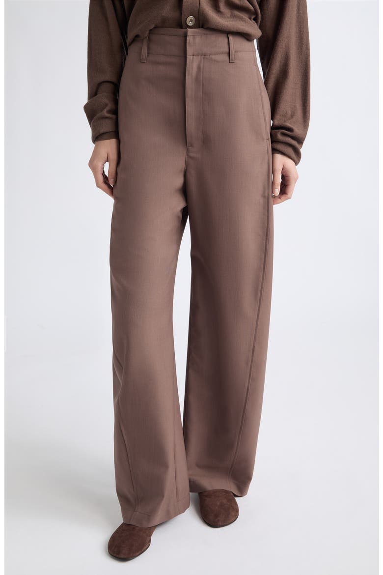 Curved Seam Wide Leg Pants, Alternate, color, NUTMEG