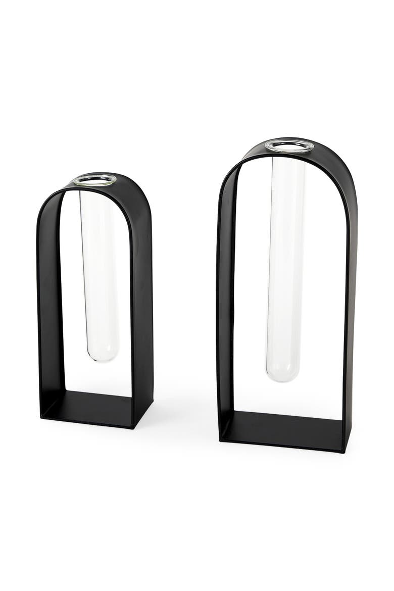 Boyer Set of Two Test Tube Decorative Objects, Main, color, Black