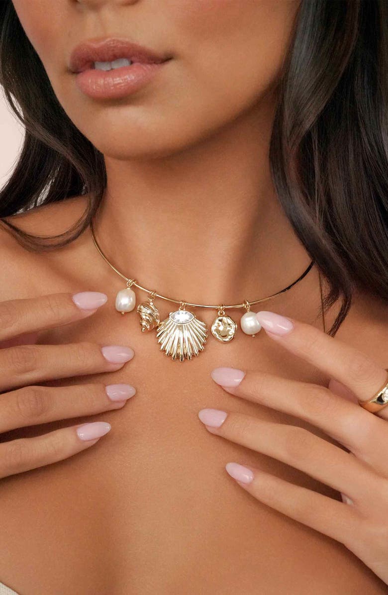 Ettika Endless Shores Charm Necklace, Alternate, color, Gold