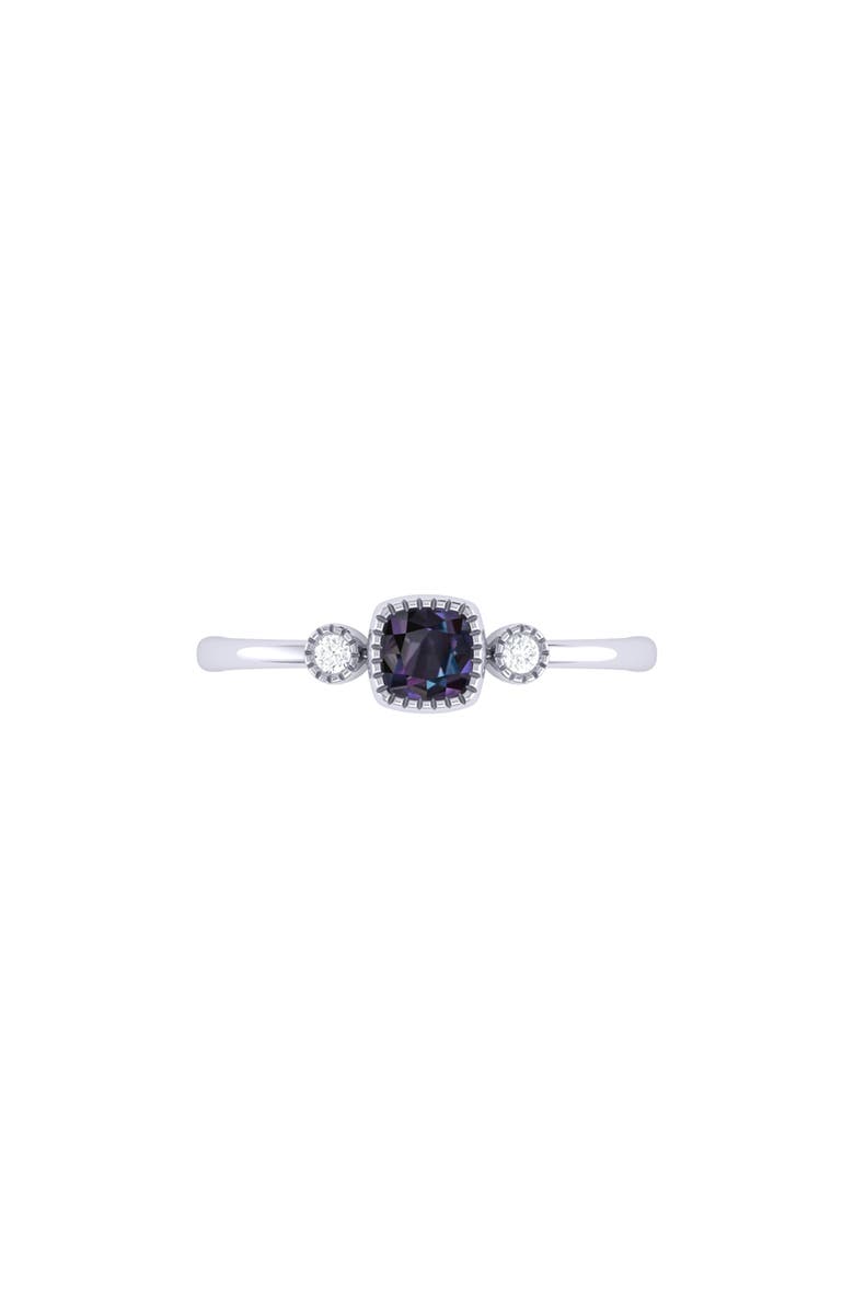 LuvMyJewelry Cushion Cut Alexandrite & Diamond Birthstone Ring in 14K Gold, Alternate, color, 
