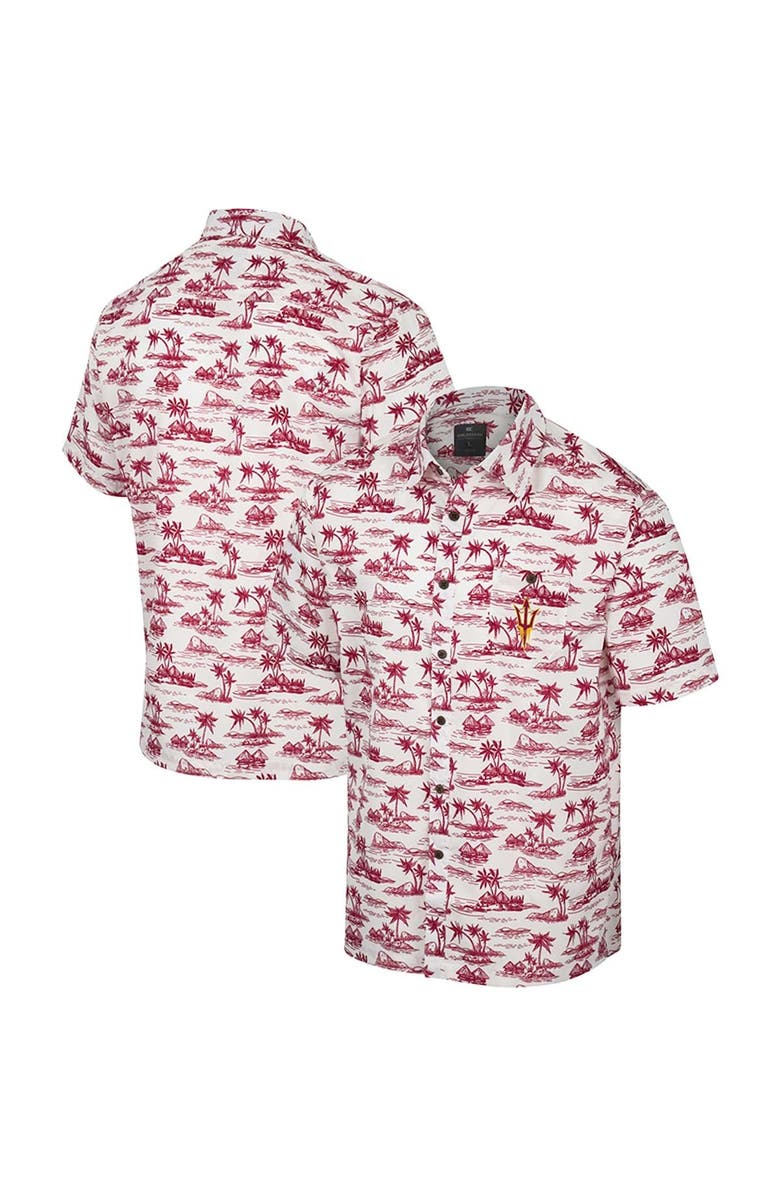 COLOSSEUM Men's Colosseum White Arizona State Sun Devils Spontaneous is Romantic Camp Button-Up Shirt, Main, color, 