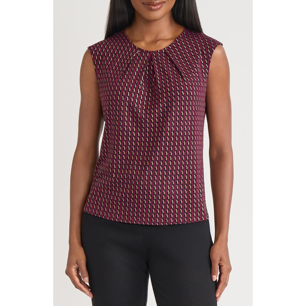 Kasper Pleated Sleeveless Top In Animal Print