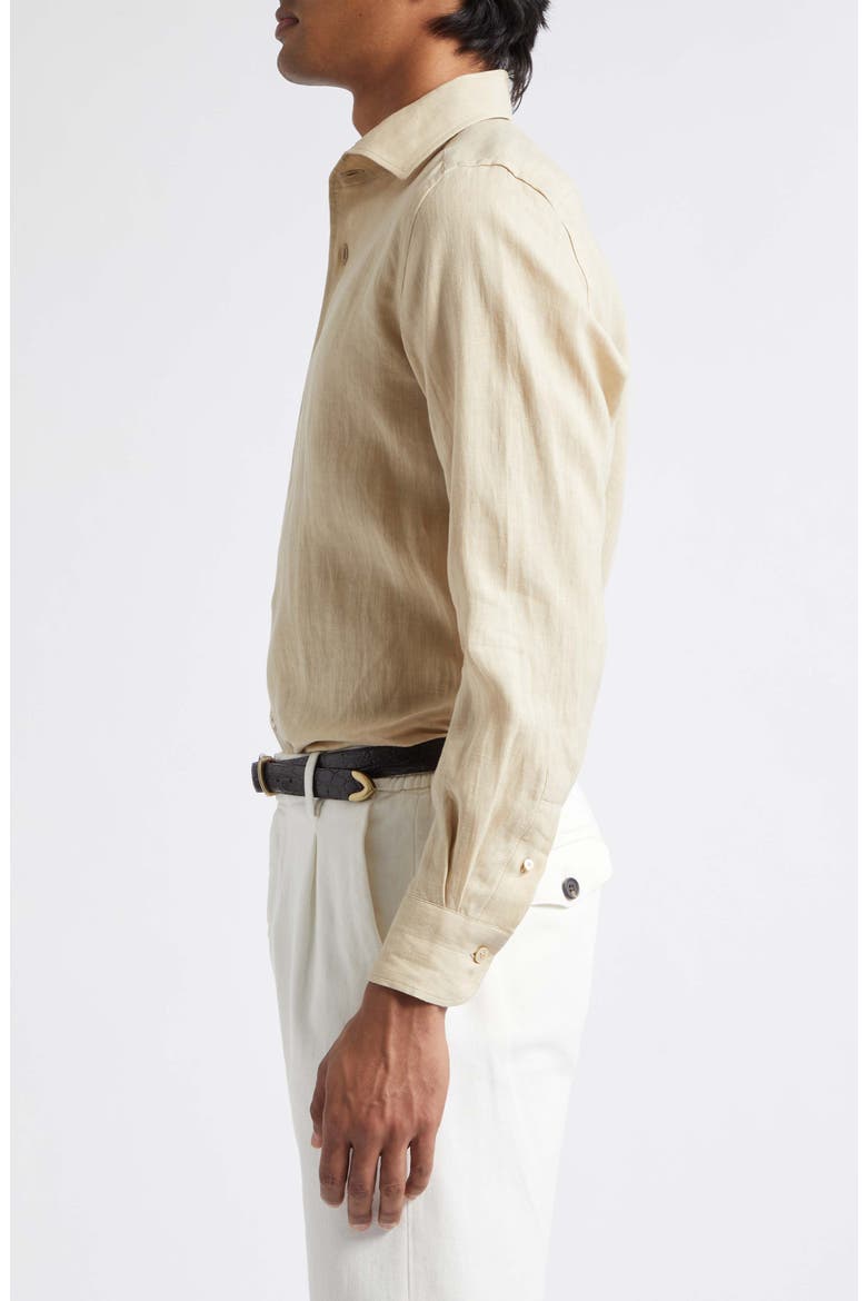 Linen Button-Up Shirt, Alternate, color, 102 CORIANDER