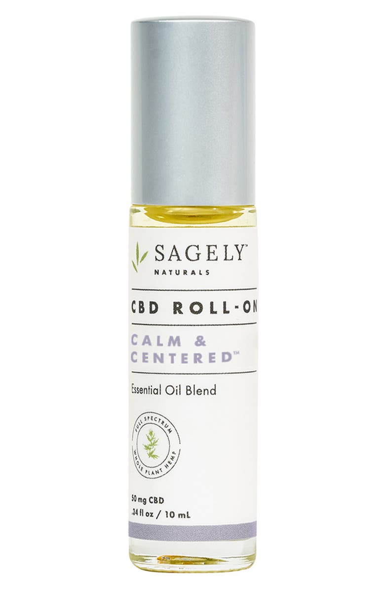 Sagely Naturals Calm & Centered CBD Roll-On Essential Oil Blend, Main, color, 