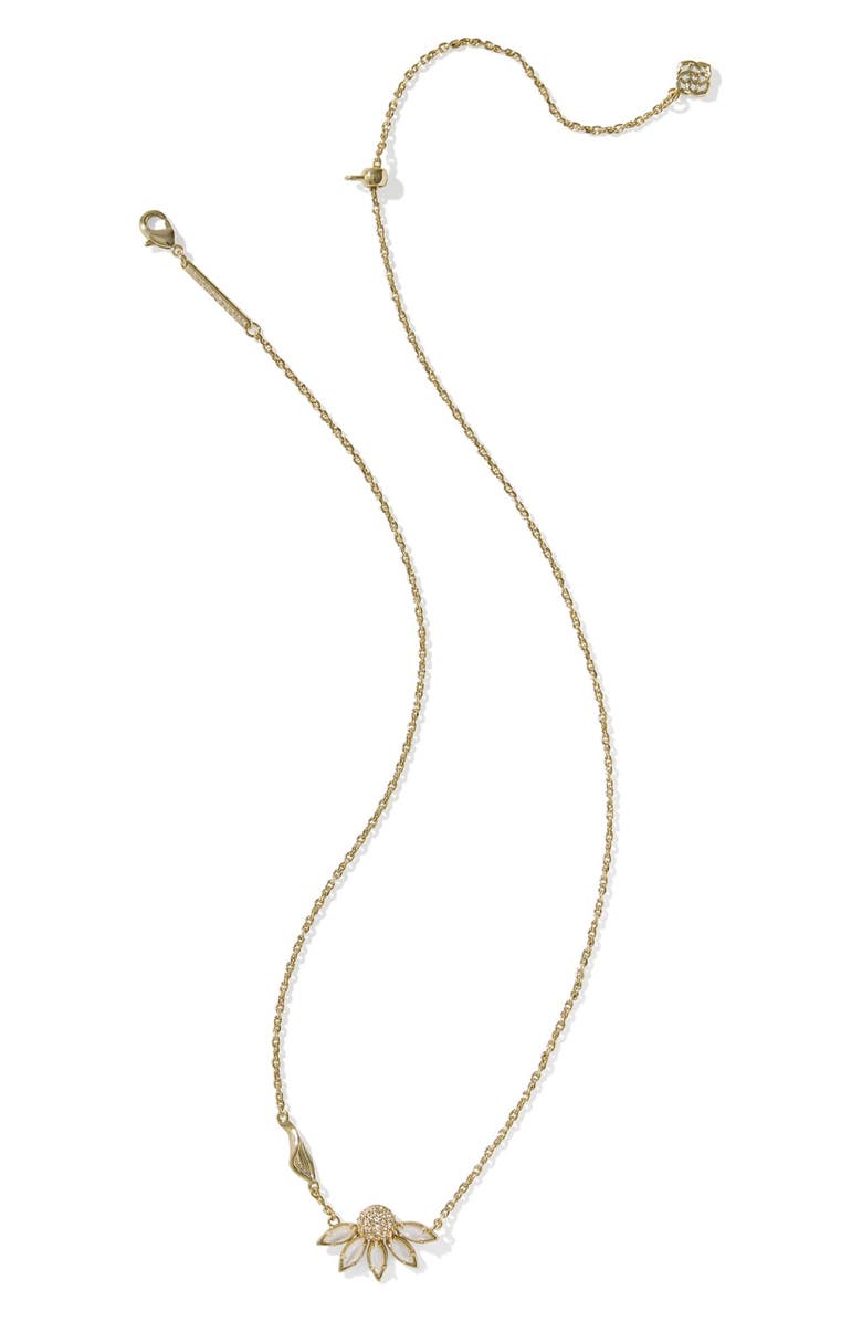 Kendra Scott Anya Pavé Flower Pendant, Alternate, color, Gold Ivory Mix