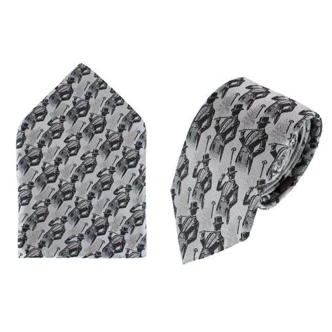 Ambrose Dapper Night Silk Novelty Necktie and Pocket Square Set
