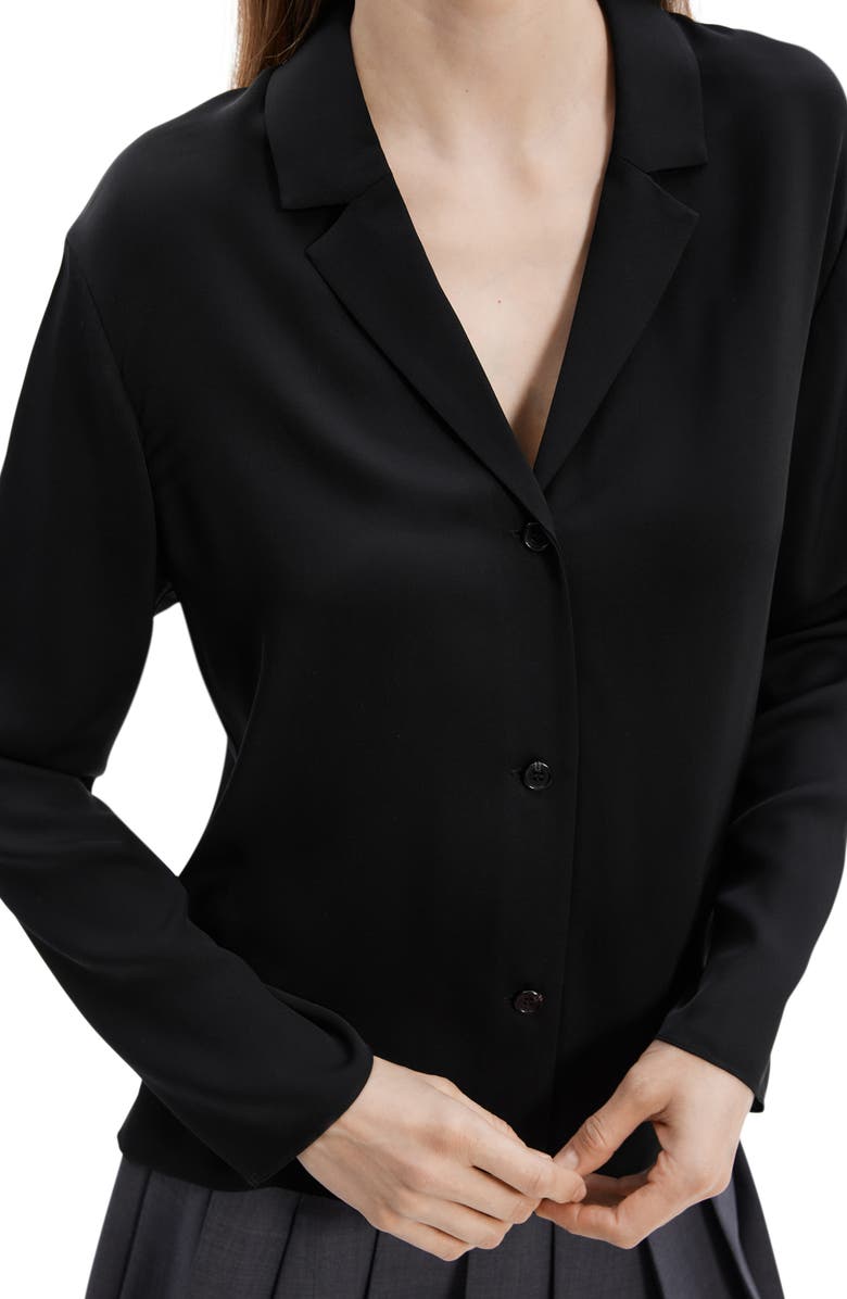 Theory Notch Collar Silk Button-Up Shirt, Alternate, color,