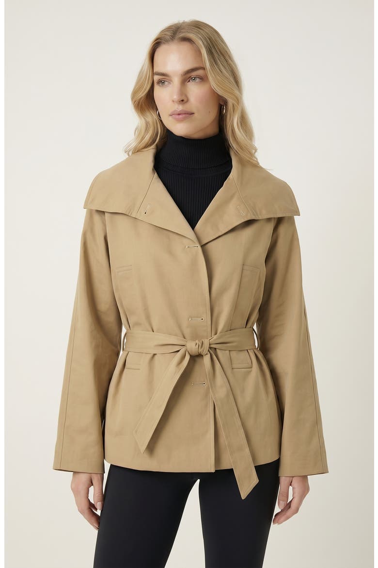 Belted Wide Lapels Wrap Jacket, Alternate, color, Tan