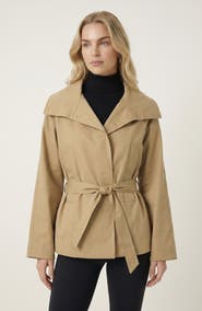 Modenaire Belted Wide Lapels Wrap Jacket