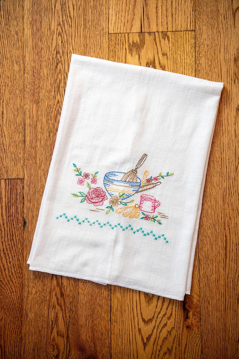 Baking & Cookies Embroidered Tea Towels, Set of 2, Alternate, color, White